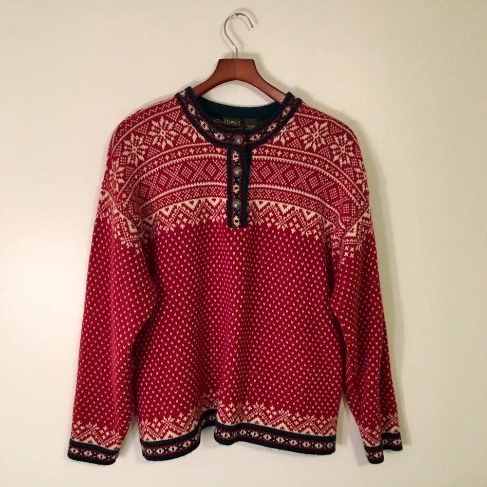 VINTAGE LL BEAN HOLIDAY PULLOVER - Large
